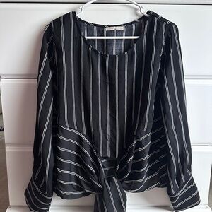 Active USA Elegant Black Blouse with White Stripes